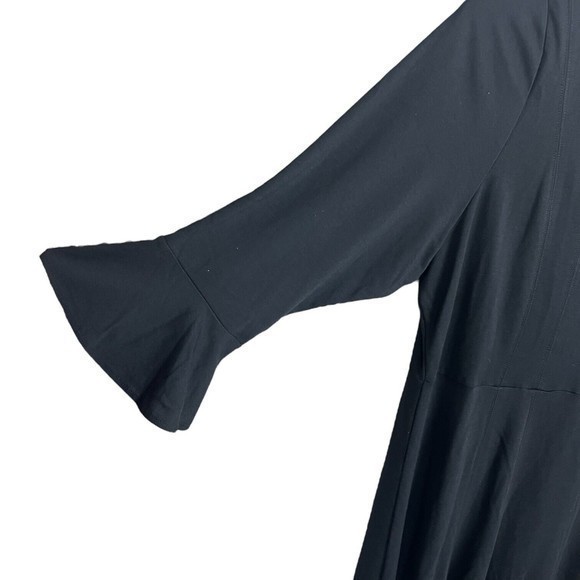 Eloquii Womens Black 3/4 Sleeve Seamed‎ Fit And Flare Skater Dress Plus Size 26 - Picture 4 of 6